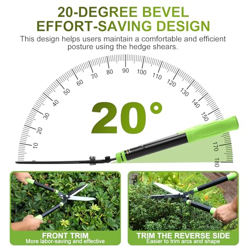 Telescoping Hedge Shears with Sharp 8 Inch Blades for Shrubs and Bushes