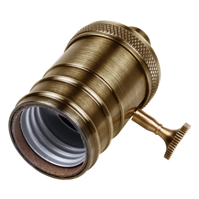 Retro Lamp Holder Edison Antique Aluminum Pendant Lamp Holder with Rotary Switch for E26/E27 Lighting Appliances DIY (Green Bronze)