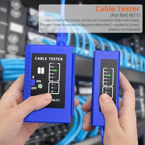 Proster RJ45 Crimper Kit - Pass-Thru for Cat6/Cat5e w/ 50 Connectors Blue