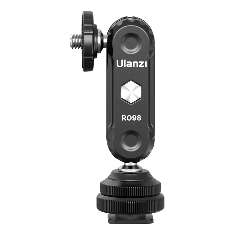 R098 Cold Shoe Monitor Mount, 1/4" Rotatable Dual Ballhead Hot Shoe Mount Microphone Fill Light Camera Monitor Swivel Bracket Compatible with DJI OSMO 360/Pocket 3/Insta 360 x 5/Sony/Canon/Nikon /Fuji R098