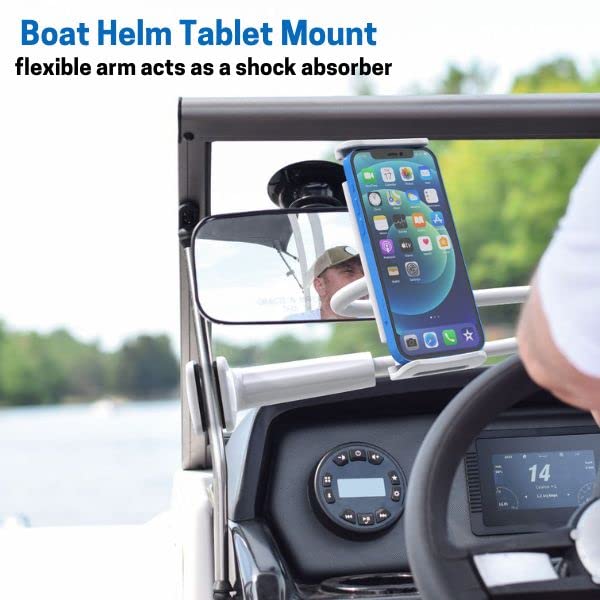 LEVO Clamping Gooseneck Phone and Tablet Mount Holder with Flexible Long Arm – Ideal for Desk, Office, Bedside, Headboard, Kitchen Counter, Boat, RV, and More - White