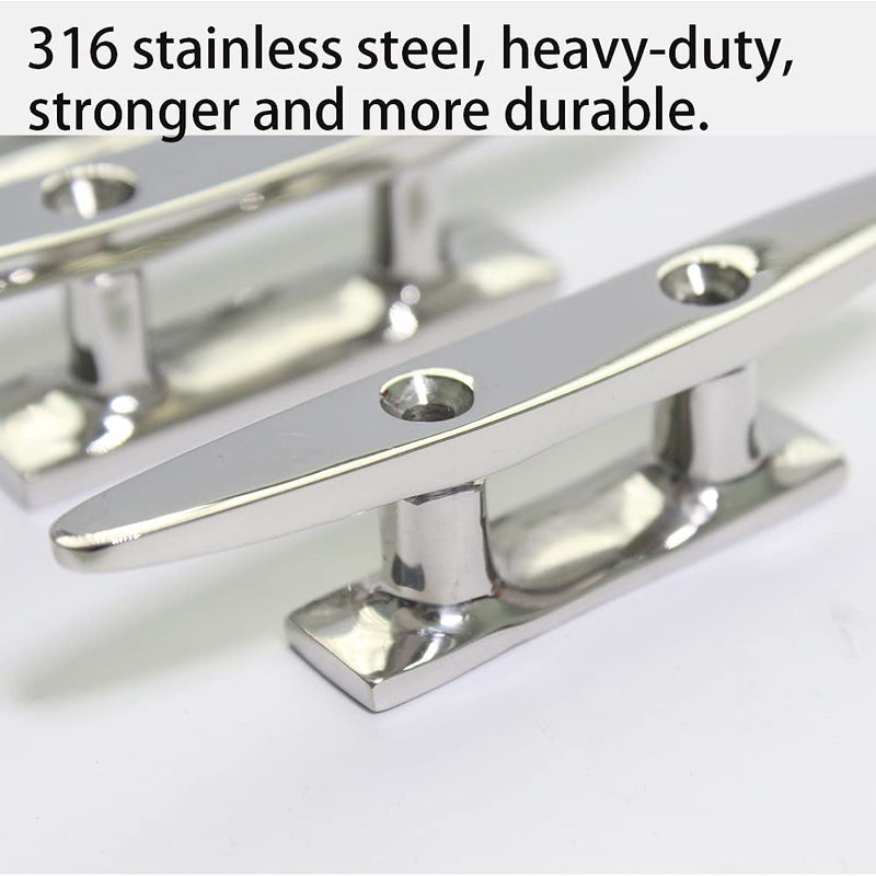 Boat Cleat Open Base 4/5 /6/8 inch, Dock Cleat 316 Stainless Steel Marine Grade, Include Installation Screws 4 inch