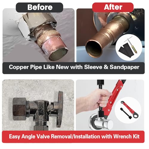 Plumbing Tools with Angle Stop Wrench & Compression Sleeve Puller Angle Stop Wrench with 1/2-Inch Compression Sleeve Puller