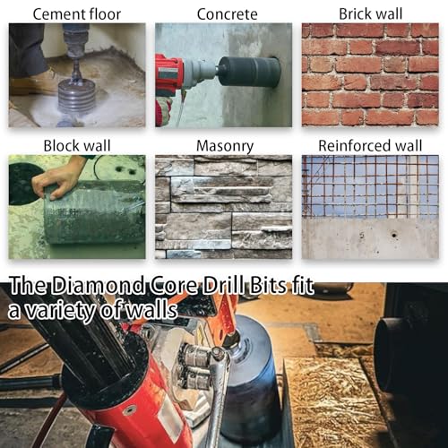 Core Drill Bits 2 1/4 inch Diameter 10in/254mm Drilling Depth Concrete Laser-Welded for Concrete with Rebar Brick Block Masonry Two 5/8-11" Thread Adapters 2 1/4 inch | 57mm