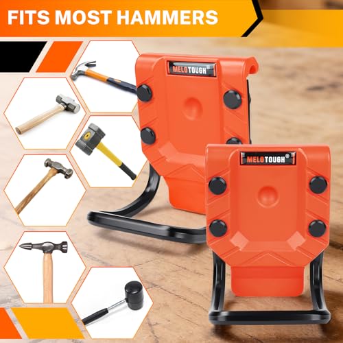 MELOTOUGH Hammer Holder for Belt – Heavy-Duty Orange ABS Holster, Rivet-Reinforced + Tape Measure Holder for Belt – Orange ABS Holster, Rivet-Reinforced, Fits 2.7" Tool Belt