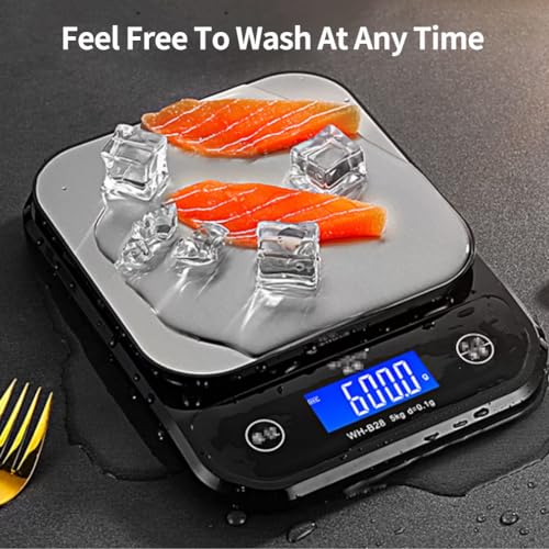 IP67 Waterproof Food Scale, 0.01oz/0.1g High Precision, 11lb/5kg Electronic Cooking Scales, Washable, Stainless Steel Weighing Platform,USB Rechargeable Digital Kitchen Scale for Cooking, Baking, etc
