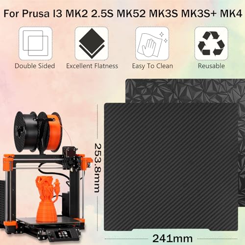 Double Sided PEO PET Printing Plate 241 x 253.8 mm, Flexible Smooth PEO PET Plate 3D Printer PEO PET Build Plate for Prusa i3 MK2/MK2.5S/MK52/MK3/MK3S/MK3S+/MK4