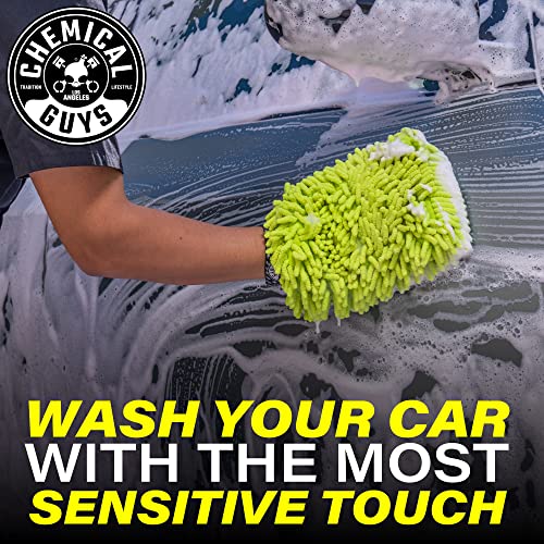 Bucket Boss Auto Boss Wash Boss Organizer for a 5 Gallon Bucket, with Fast-Drying, Exterior Mesh Pockets & Chemical Guys Chenille Premium Scratch-Free Microfiber Wash Mitt, MIC493, Lime Green