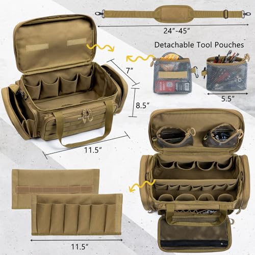 Tool Bag Organizer with Strong Magnets, Tactical Tool Tote for Electricians Khaki Medium