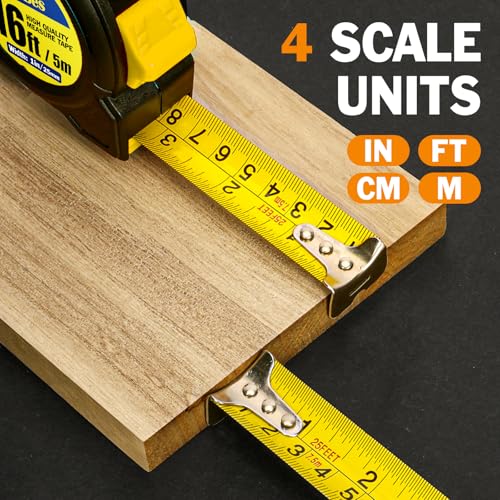 Tape Measure 16 ft, 8 Pack Bulk Easy Read Measurement Tape, Self-Locking Measuring Tape Retractable 16 FT by 1 in