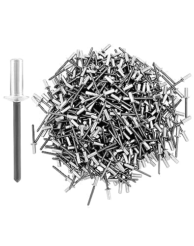 QWORK Closed End Aluminum Blind Rivets, 500 Pcs 3/16" x 1/2" Aluminum Blind Rivets with Steel Mandrel – Waterproof Sealing Fasteners for Marine, Automotive & Metal Fabrication – 4.8 x 12mm