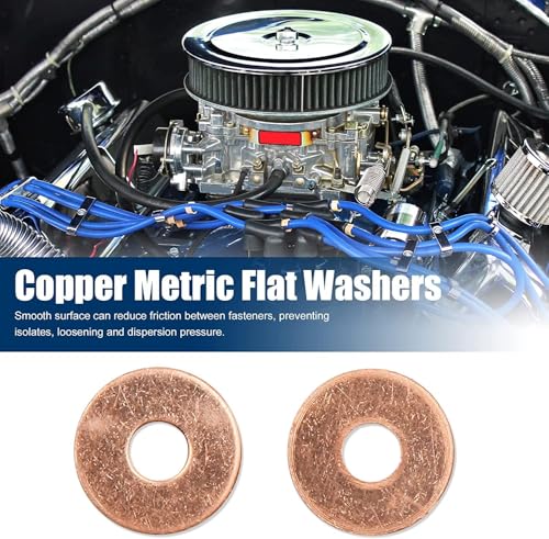 10PCS M6 Copper Washers, M6 x 18mm x 1mm Flat Sealing Rings Oil Sump Plug Gaskets for Bolts Nuts Fittings