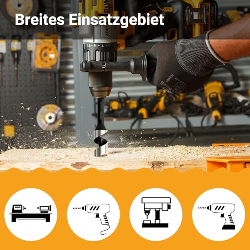 6pcs Auger Bits Set, High Speed Steel, Hex Shank Wood Drill