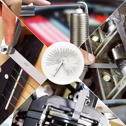 32 Blades Feeler Gauges 0.03-1mm Stainless Steel Feeler Gauge Valve Game | 0.03-1mm (0.0012-0.039"), Imperial and Metric Probe Blade Gauge Tool for Measuring Gap Guitars, Spark Plugs