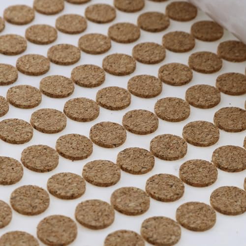 MEETOOT 1400pcs 0.4 * 0.06 inch Self-Adhesive Cork Dots, Flat Round Self-Adhesive Cork Points, for Cabinets, Desktop Items, Anti-Scratch, Furniture, Electronics