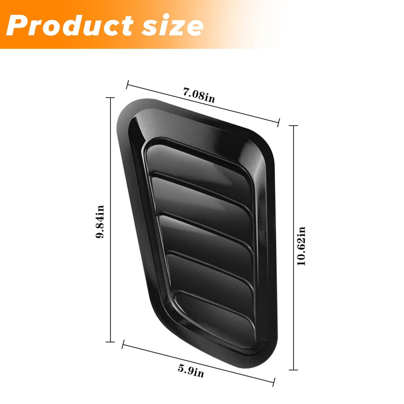 2PCS Car Hood Vents, Automotive Scoop Bonnet Air Vents Engine Hood Kit, Vehicle Exterior Decorative Air Flow Intake Trim Cover Accessories, Universal for RV, SUV, Truck (Black) Black