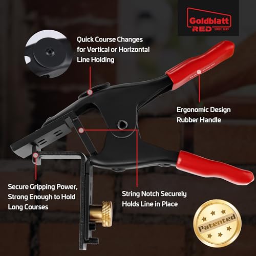 Goldblatt RED 1 Pair XL JAG Clamp, Mason Line Clamps for Bricklaying