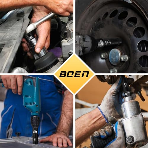 BOEN 10-Piece Impact Socket Adapter and Reducer Set, Standard SAE 1/4" 3/8" 1/2" 3/4", CR-MO Steel Driver & Wrench Conversion Kit Socket Reducer with 3/8" & 1/2" Universal Joint 10 Piece