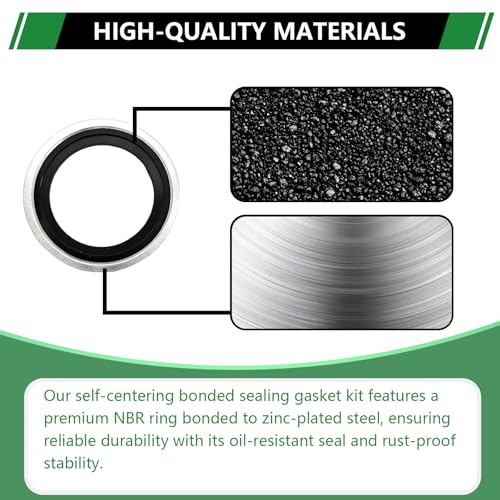 225 PCS Auto Self-Centering Bonded Sealing Gasket Assortment Kit SAE 225