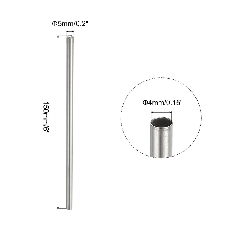 PATIKIL 2 pieces immersion sleeves 4mm ID 5mm AD 150mm stainless steel 304 for temperature measurement