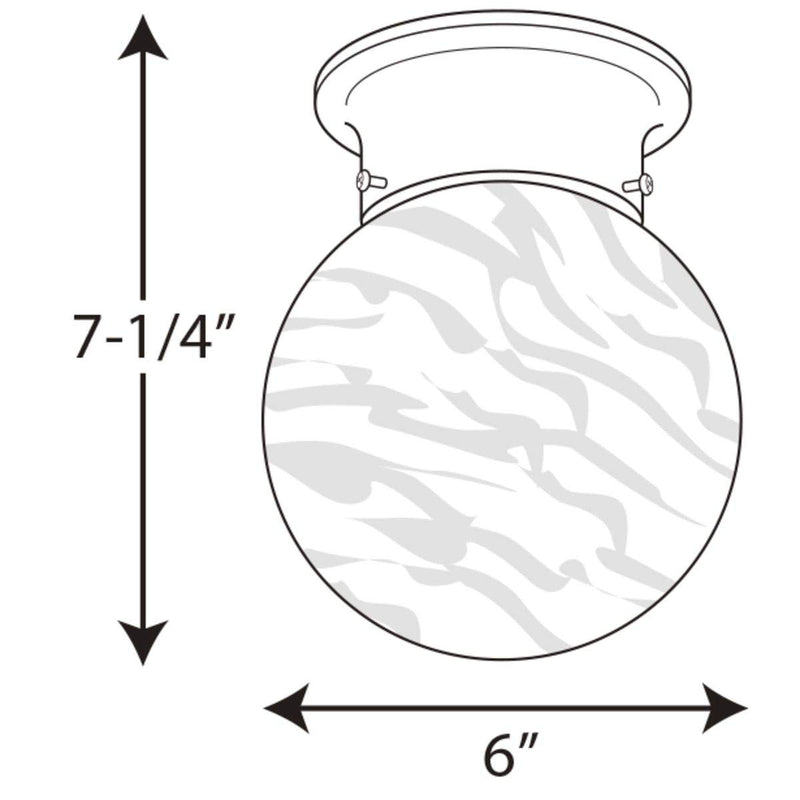 Progress Lighting 1 Light Ceiling Light, 6-Inch Glass Globe Flush Mount Ceiling Lighting Fixture, Dimmable, White Faux Alabaster Glass, Antique Bronze (P3401-20)