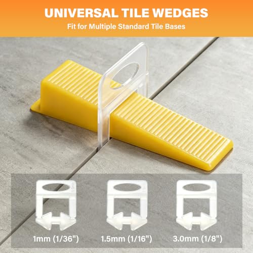 Tile Leveling System Kit with Tile Plier, 300Pcs 1/8" PP Tile Leveling Clips & 100Pcs Reusable Wedges, Lippage Control Tile Leveler Tools for Floor Wall Tile and Stone Installation
