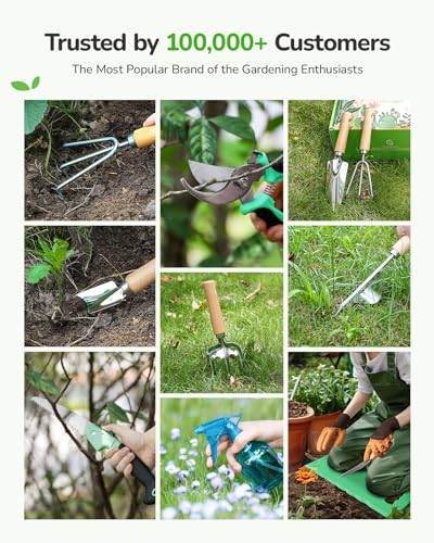 Gardening Tools 9-Piece and 11-Piece Heavy Duty Gardening Tools Set with Shoulder Crossbody Bag for Women Men