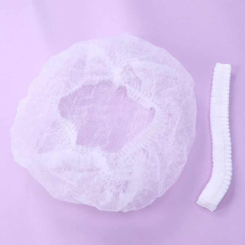 Artibetter 100pcs Non-Woven Fabric Mesh Cap Head Caps Disposable Caps Beret Cap for Cosmetics Laboratory Nurse Food Service Hospital (White)