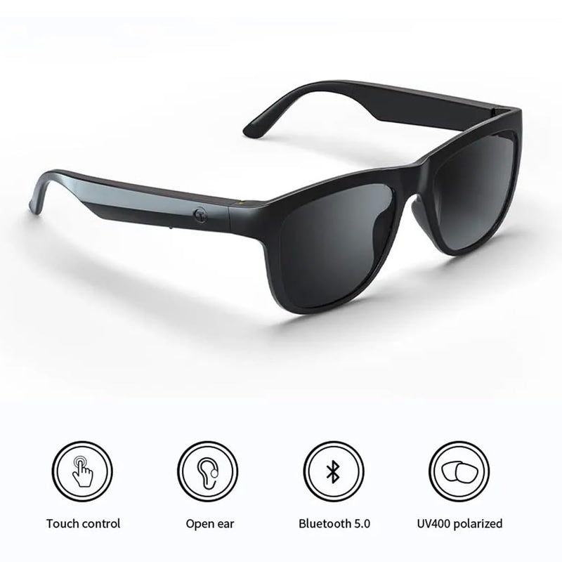 GS01 Smart Bluetooth Sunglasses, Audio Sunglasses With Speaker, UV400 Polarized lens, Open Ear Music, Touch Control Black