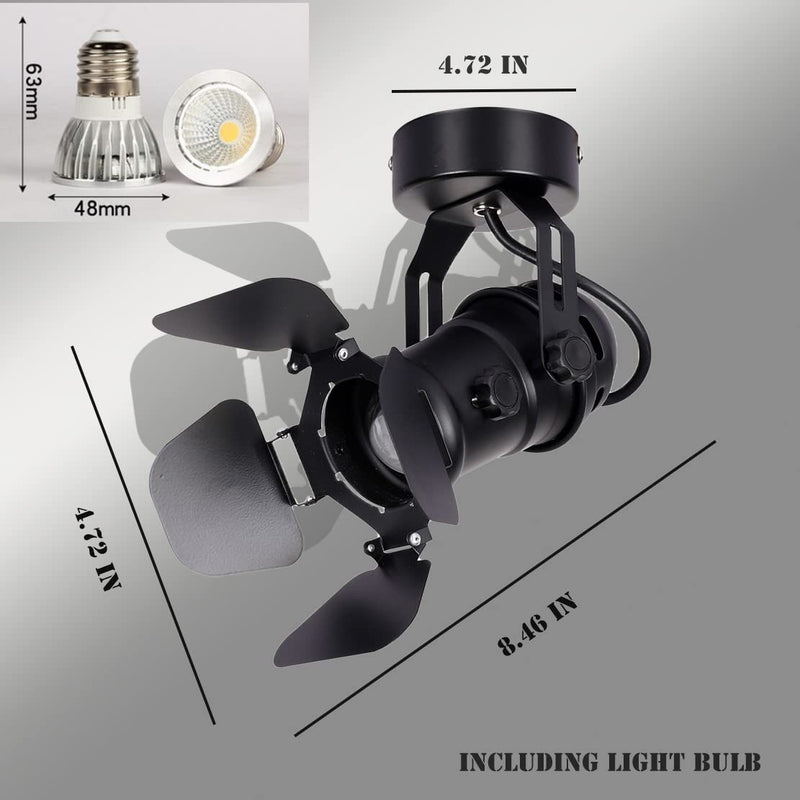 Ceiling Spotlight LED Black Modern Industrial Ceiling Light/Wall Lamp Adjustable Angle Indoor Decor Chandelier for Living Room Bedroom Shop Illumination COB Bulb 5W Warm Light Camera