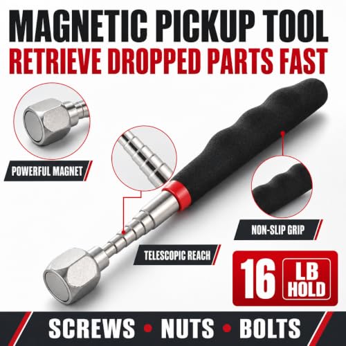 TRULYWIN 4-Pack Magnetic Parts Holder Mat with Pickup Pen & Mirror