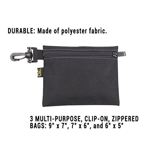 CLC Custom Leathercraft BigMouth Bag (1165) and Multi-Purpose Clip-on Zippered Poly Bags (1100), 3 Pack Bundle