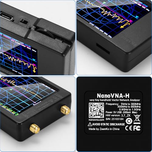 AURSINC NanoVNA-H Vector Network Analyzer 10KHz -1.5GHz | HF VHF UHF Antenna Analyzer Measuring S Parameters, Voltage Standing Wave Ratio, Phase, Delay, Smith Chart (with SMA Calibration Kit 5pcs)