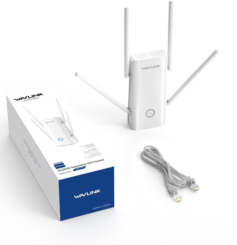 WAVLINK AX3000 WiFi 6 Extender - Internet Extender WiFi Booster with 5 High-Gain Antennas & Beamforming, Dual Band Whole Home Coverage, Gigabit Port, Repeater/AP/Router Mode for 256 Devices