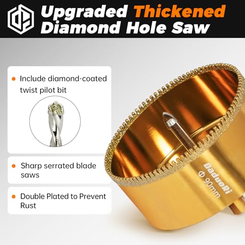 6 Inch Serrated Diamond Hole Saw with 2Pcs Removable Pilot Bits, Easy-Align for Precise Drilling in Porcelain, Ceramic, Granite, and Marble (6" Tile Drill Bit) 150mm | 6"