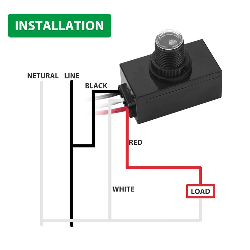 4 Pack Outdoor Photocell Light Sensor,Dusk to Dawn Photo Control Sensor,Auto on Off Hard-Wired Lamp Post Eye Light Control,Photoelectric Switch for Lighting Fixtures 4