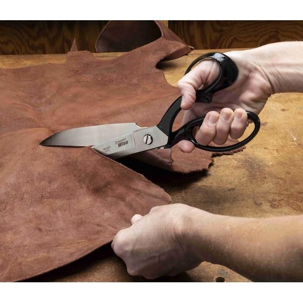 Crescent Wiss 12" Wide Blade Bent Handle Industrial Shears - Professional Heavy Duty Utility Scissors Tool for Sewing Fabric, Upholstery, Carpet & Drapery - W22W