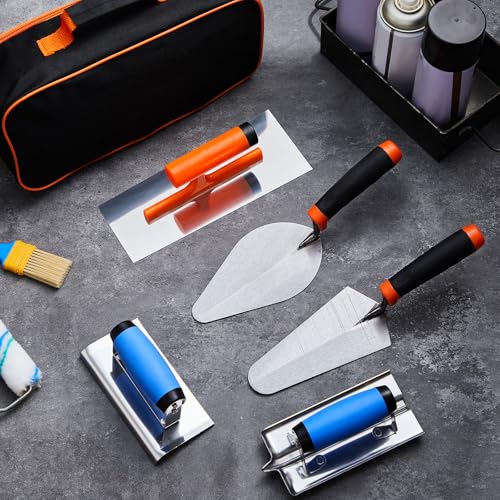 MorningRo 6 Pcs Masonry Tools Set, Cement Trowel Edger Groover with Bag