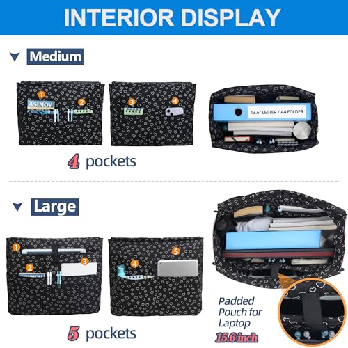 ABAMERICA Nurse Bag Work Nursing Bag Multi Pockets Waterproof Zipper Clinical Bag for Nursing Students B23 - Nurse Black with M B23 - Nurse Black With Leopard Embroidery