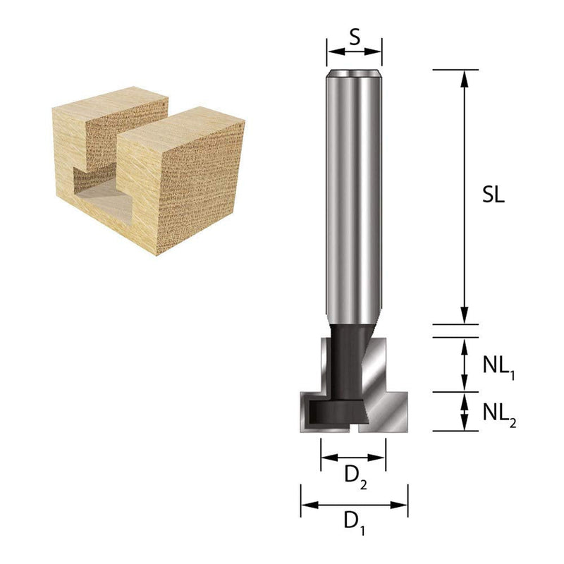 ENT 17736 T-slot milling cutter M6 HW, shank (S) 8 mm, diameter (D1) 10.5 mm, D2 6.6 mm, NL1 7.0 mm, NL2 5.5 mm, Z1 M6 D1 = 10.5 / D2=6.6 / NL1=7.0 / NL2=5.5 / Z=1