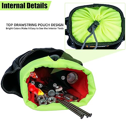 MELOTOUGH Electrician Tool Pouch Tool Belt Pouches with Belt Clip,Electrical Tape Chain, Utility Top Drawstring Organizer Tool Pouch Bag for HVAC, Carpenter, Plumber