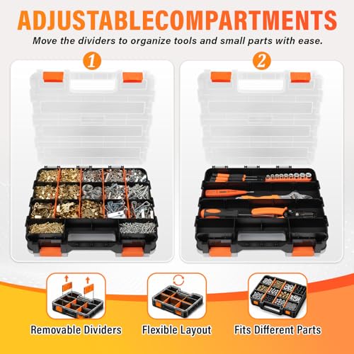 DIYSELF 2 Pack Hardware Organizer, 34-Compartment Small Parts Organizer