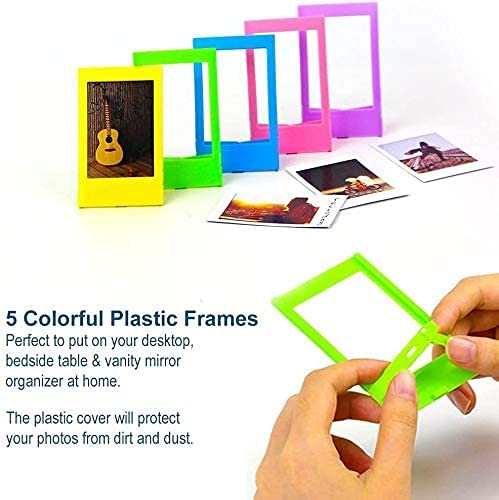 Fujifilm Instax Mini Instant Film (2 Pack, 40 Sheets) Tudak 5 Plastic Desk Frames + 60 Sticker Frames + 2 Packs Corner Stickers 40 Sheet Bundle Standard Packaging