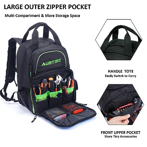 Heavy Duty Tool Backpack Bags Large Toolbox Bag Organizer Storage Backpack, Tool Carrier, Green