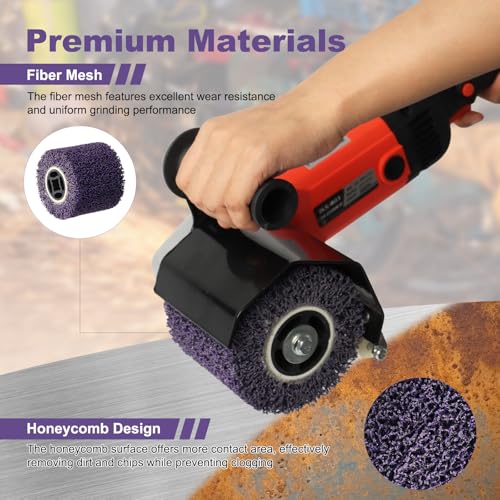 Rocaris 3PCS 36 Grit Abrasive Drawing Wheel Drum, 4.5"×4", Purple 3