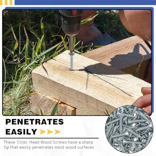 LEIFIDE 1000#6 x 1/2" Flat Head Wood Phillips Screws, Zinc-Plated Iron #6 x 1/2"