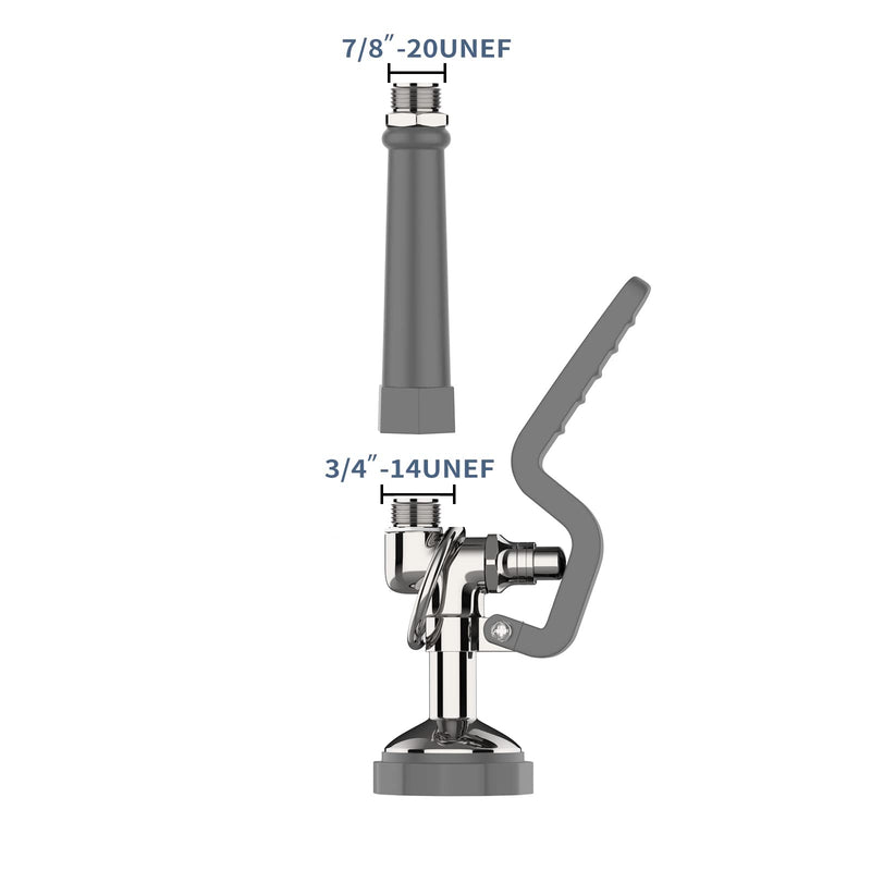 Pre Rinse Sprayer Commercial Sink Sprayer Head,1.42GPM Spray Valve Dish Spray Nozzle with Ergonomic Handle, Faucet Parts for Commercial Kitchen Sink,Chrome Finished（Gray） Gray
