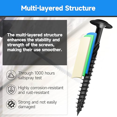 Lag Screws 3 Inch, Construction Wood Screw #14 x 3, 100-Pack Heavy Duty Self Driiling Structural Screws, Black Anti-Rust Coated Exterior Wood/Lag/Timber Screws, Torx/Star Drive Lag Bolts #14 x 3"