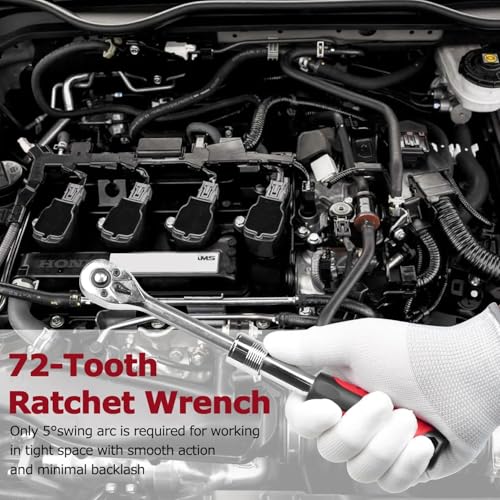 Extendable Ratchet Wrench Set, 1/4 3/8 1/2''Flex Head Socket Ratchet Wrench