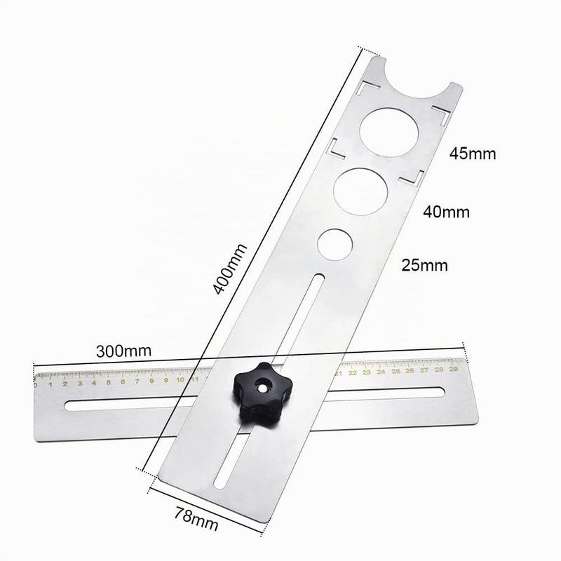 LYTIVAGEN Tile Angle Measuring Ruler Stainless Steel Adjustable Tile Hole Finder 25/40/45 mm Tile Tool Ruler Ceramic Tile Hole Punch Locator Ruler Ceramic Template Tool for Tilers Hole